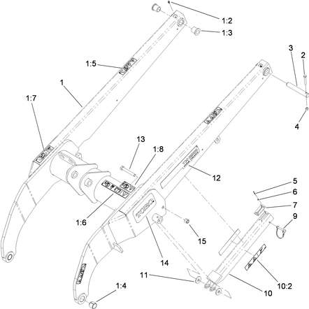 Toro Dingo 525 Wide Track Loader Arm Diagram for 525 Wide Tracks Made
