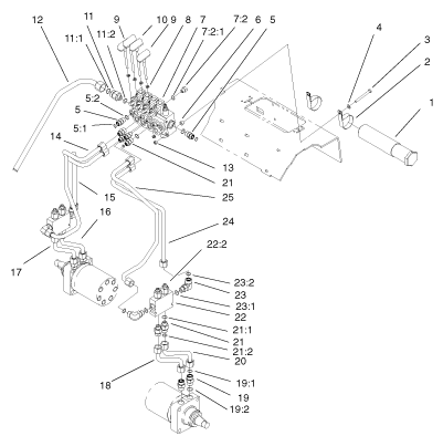 Toro Dingo 220 Four Spool Drive Valve Parts Diagram for Model 22311 Bu