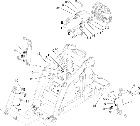 Toro Dingo 220 Hydraulic Cylinder Diagram for Model 22317 Built in the