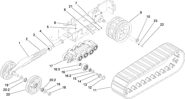 TORO DINGO 427 WIDE TRACK DIAGRAM FOR MODEL 22322 WITH SERIAL