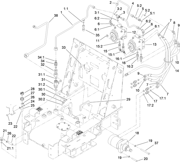 Toro Dingo TX 427 Wide Track Hydraulic Pumps To Drive Motors for 427 W