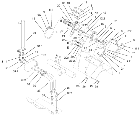 Toro Dingo 220 Valve Parts Diagram for Model 22311 Built in the Year 2