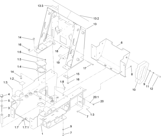 Toro Dingo 427 Wide Track Main Frame Parts for Model 22322 with Serial ...