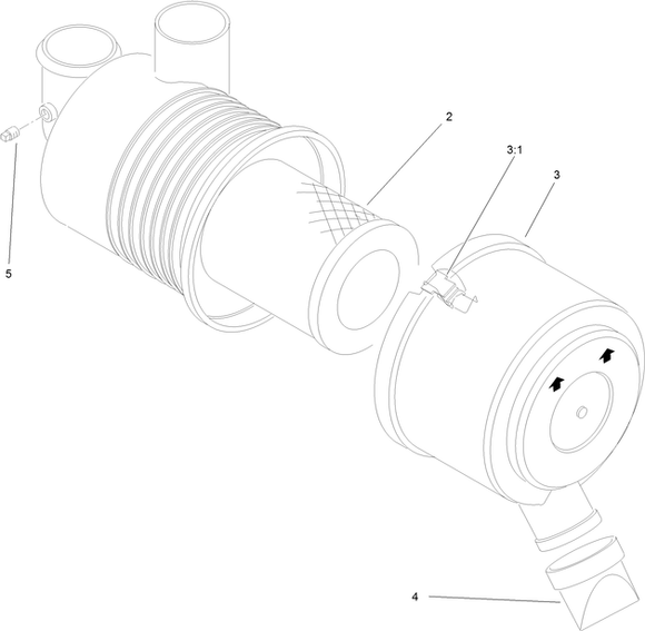 Toro Dingo 525 Wide and Narrow Track Air Filter Diagram for 525's with Serial Number 401800000 Through 410299999