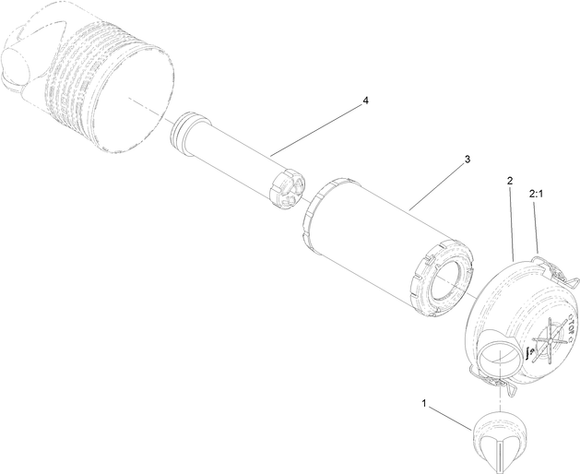 Toro Dingo 427 Narrow and Wide Track Air Filter Diagram for 427's with Serial Number 400000000 Through 401999999