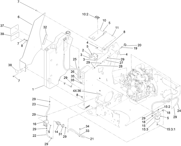 Toro Dingo TX 1000 Turbo Model 22588 Fuel System Parts Diagram with Se ...