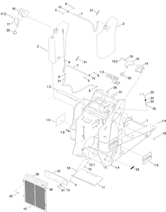 Toro Dingo 1000 Wide Track Fuel System Parts for Model 22328 with Serial Number 408900000 Through 410499999