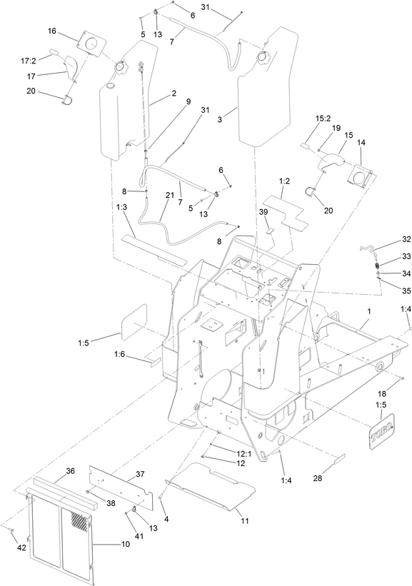 Toro Dingo TX 1000 Wide and Narrow Track Fuel Tank Diagram for 1000's Made in the Year 2016