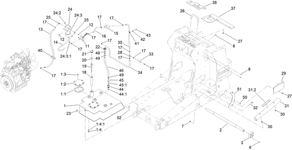 Toro Dingo 1000 Narrow Track Fuel Pump Diagram for Model 22327 with Serial Number 409550000 Through 412549819
