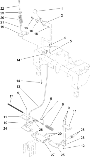 Toro Dingo 525 Wide and Narrow Track Parking Brake Diagram for 525's with Serial Number 400000000 Through 410299999