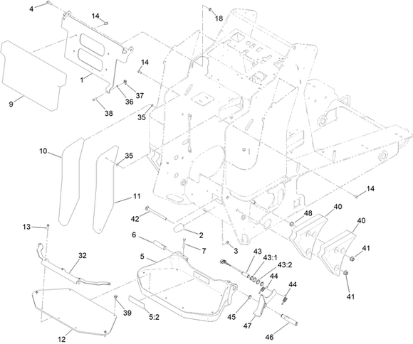 Toro Dingo 1000 Narrow Track Platform Diagram for Model 22327 with Serial Number 411510000 Through 412549819
