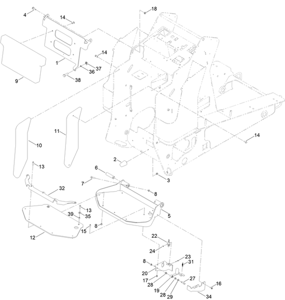 Toro Dingo 1000 Narrow Track Platform/Cushion Diagram for Model 22327 with Serial Number 407100000 Through 409939999