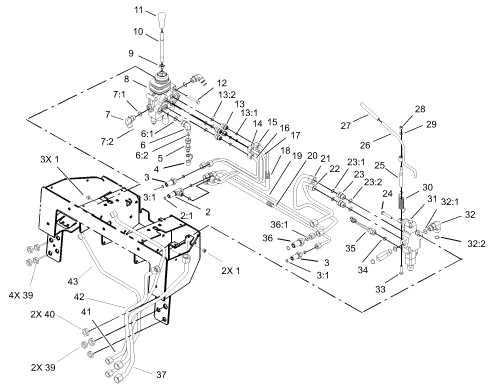 Toro Dingo TX 420 Hydraulic Valves Diagram for All Models Made in the Year 2003.  Also Fits Some 2004 420's.