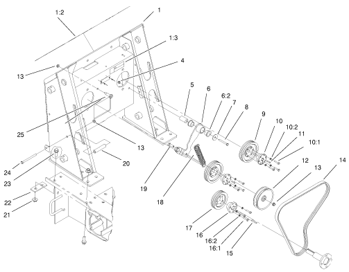 Toro Dingo TX 425 Loader Tower, Pulleys and Drive Belt Parts for Model ...