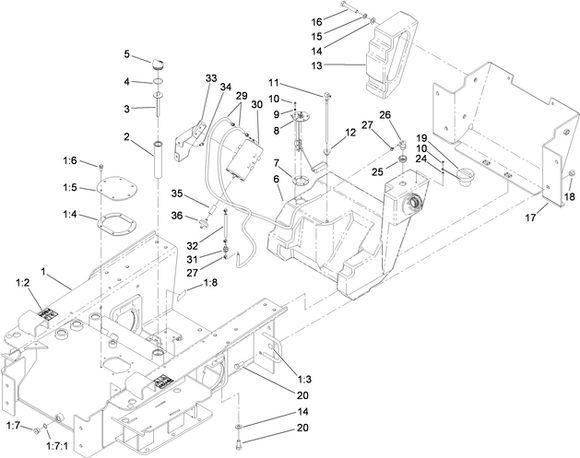 Toro Dingo 427 Narrow and Wide Track Lower Chassis and Fuel System for Some 427's Made in the Year 2012