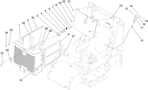 Toro Dingo 525 Wide and Narrow Track Grill and Panels Diagram for 525's with Serial Number 400000000 Through 410299999