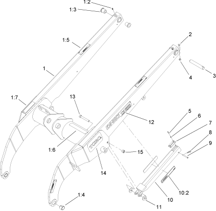 Toro Dingo 525 Wide and Narrow Track Loader Arm Parts for 525's Made in the Year 2007 and 2008