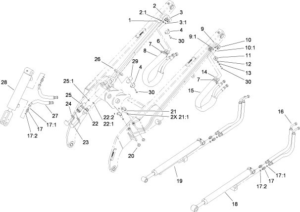 Toro Dingo 525 Wide and Narrow Track Hydraulic Cylinders Diagram for 5 ...