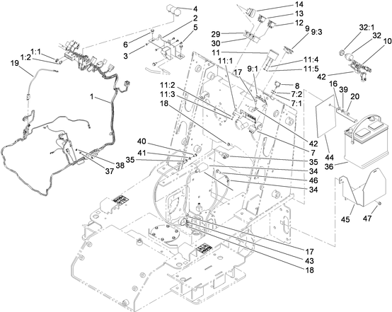 Toro Dingo 525 Wide and Narrow Track Electrical Diagram for 525's Made in the Year 2009 Through 2016