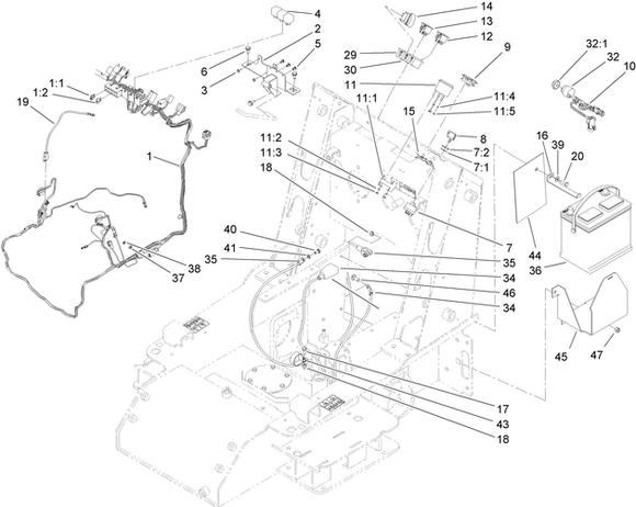 Toro Dingo 525 Wide and Narrow Track Electrical Diagram for 525's with Serial Number 400000000 Through 410299999