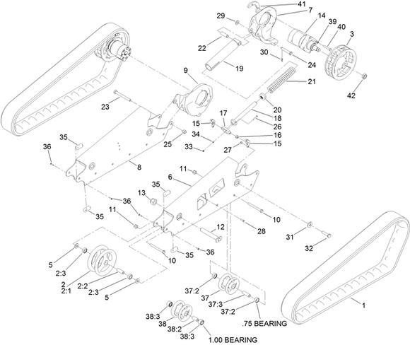 Toro Dingo TX 1000 Narrow Track Lug Drive Track System Diagram for 1000 NT's with Lug style design made in the Year 2015 and 2016