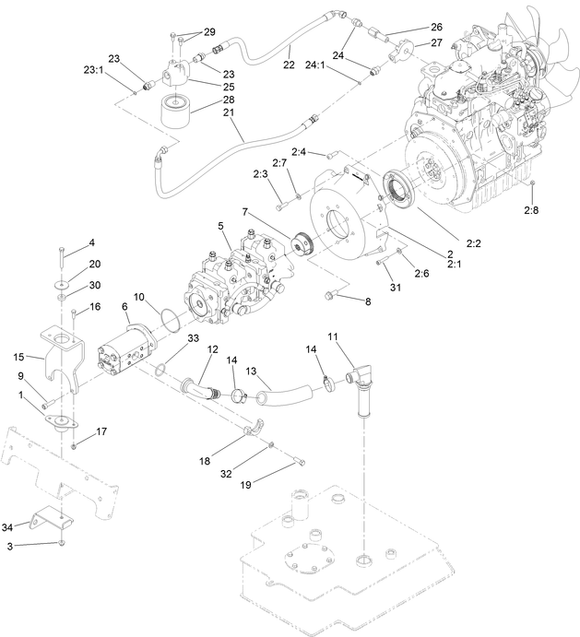 Toro Dingo 1000 Wide Track Pump Diagram for Model 22328 with Serial Number 403330000 Through 405799999