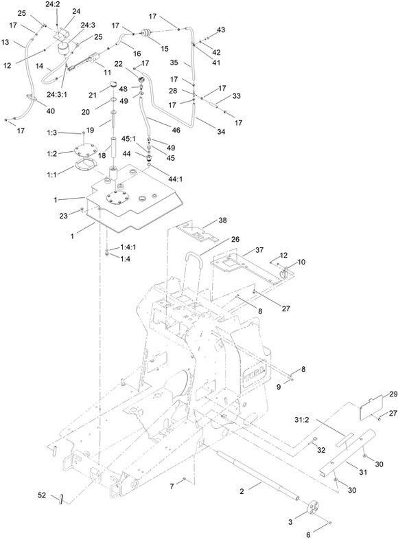 Toro Dingo 1000 Wide Track Fuel System Parts for Model 22328 with Serial Number 407100000 Through 409588175