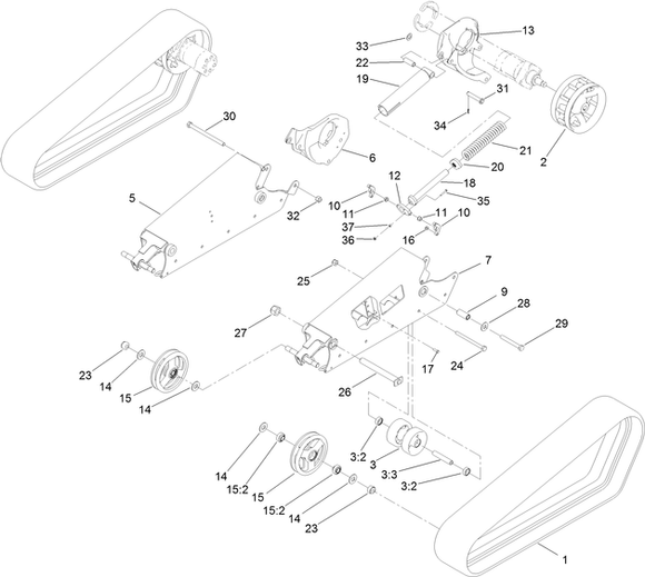Toro Dingo TX 1000 Wide Track Track System for Model 22328 With Serial Number 400000000 Through 401321134