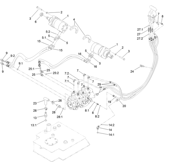 Toro Dingo TX 1000 Wide Track Hydraulic Drive Motors Diagram for 1000 Wide Tracks Made in 2015