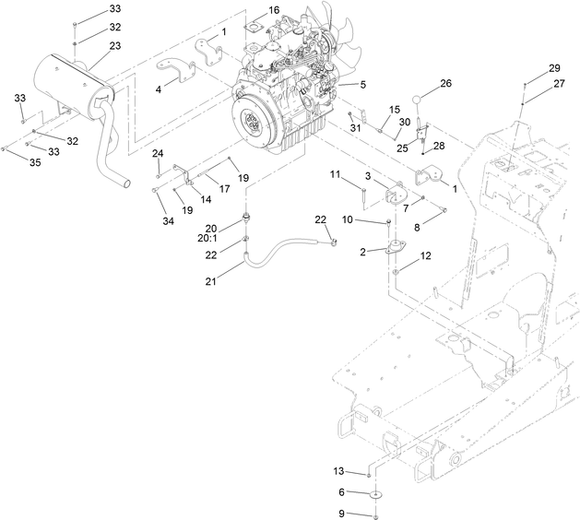 Toro Dingo TX 1000 Wide and Narrow Track Engine Muffler and Mounting Diagram for 1000's Made in the Year 2015