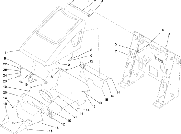 Toro Dingo TX 420 Hood and Fan Parts for Model Year 2008