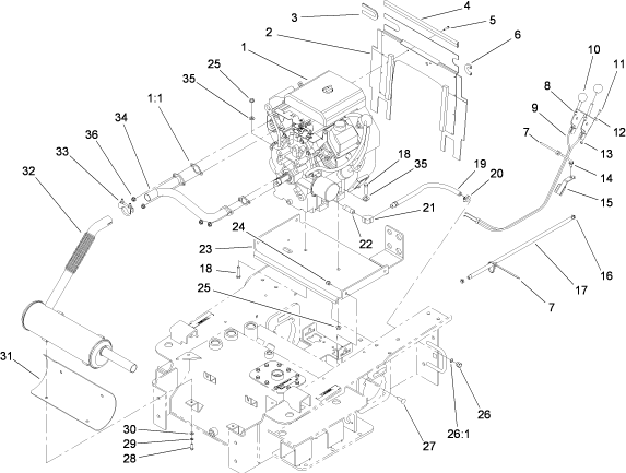 Toro Dingo TX 420 Muffler and Engine Parts for Model Year 2008
