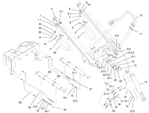 Toro Dingo TX 420 Hydraulic Cylinders for Models Made in the Year 2000