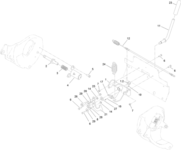 Toro Dingo 1000 Wide Track Parking Brake for Model 22328 with Serial Number  403330000 through 412438204