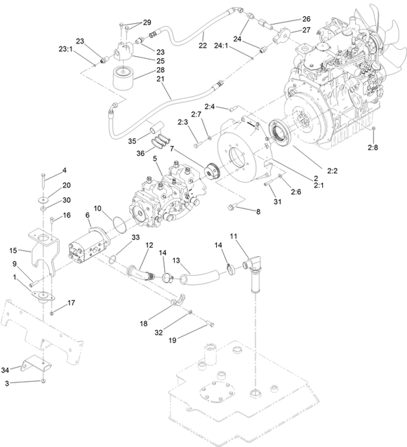 Toro Dingo 1000 Narrow Track Pump Diagram for Model 22327 with Serial Number 405800000 Through 407399999