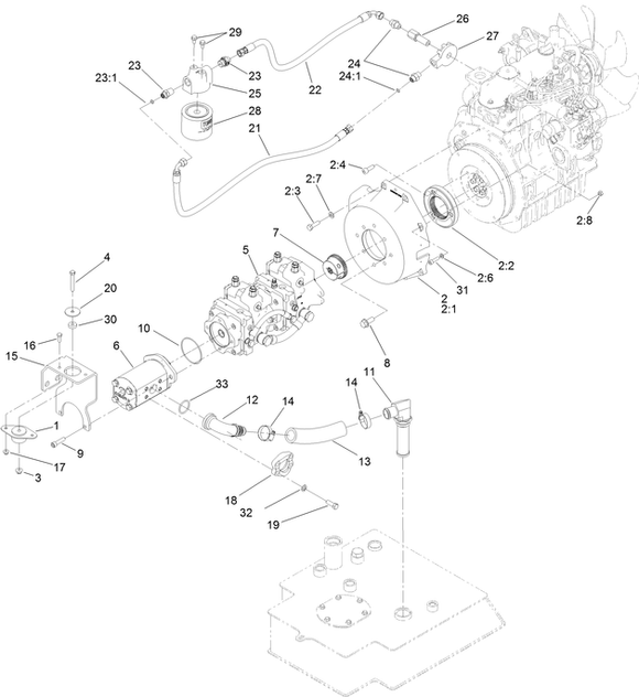 Toro Dingo 1000 Wide Track Hydraulic Pump Diagram for Model 22328 with Serial Number 402000000 Through 403329999