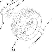 144-2575 - Reference Number 8 - Left Hand Wheel and Tire Assembly